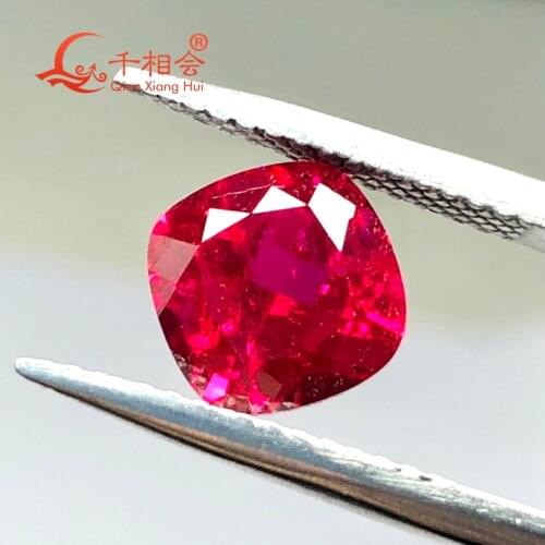 Cushion shape artificial ruby 5# red color natural cut including minor cracks and inclusions corundum loose gem stone