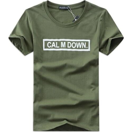 Summer T Shirts Men Short Sleeve O Neck Calm Down Printed Fashion Brand Slim Men Tops Tees Shirts T-shirts Men 5 Colors