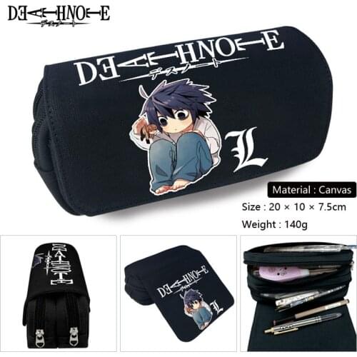 Anime Death Note Canvas Double Layer Large Capacity Pencil Case Pencil Box School Office Pen Bag