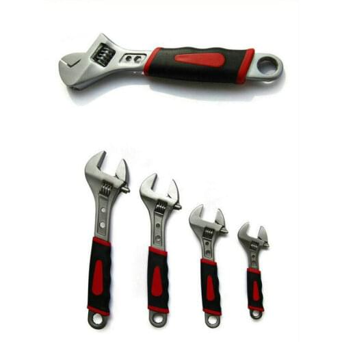 HQ 5PCS High Carbon Steel 6" Graduated Adjustable Wrench With Index and Red-Black Gum Cover Short Handle