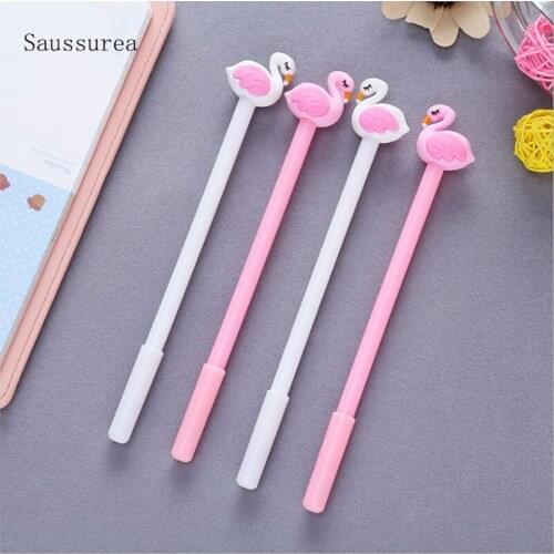 2pc Pink Flamingos Gel Pen Office Stationery School Supplies Writing Black Ink Signature Pen Flamingo Children Kawaii Pen 0.5mm