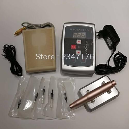 1 set permanent makeup machine kit Digital tattoo machine eyebrow/lip/MTS swiss motor gun with foot switch Cosmetic tattoo kit