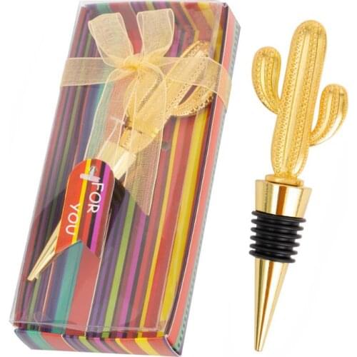 Metal Wine Stopper Bar Tool Creative Cactus Shape Champagne Cork Wedding Guest Gift Crafts Wines Accessories SN3836