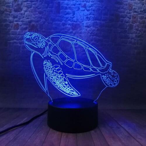Sea Turtle Animel Figure Model 3D Illusion LED Lamp 7 Colourful Changing Touch Nightlight Flash Toys