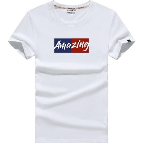 Men T Shirt 2019 Summer New Casual Solid Short Sleeve T-Shirts Amazing Printed Mens T Shirts 100% Cotton Tops Tee Shirt Homme