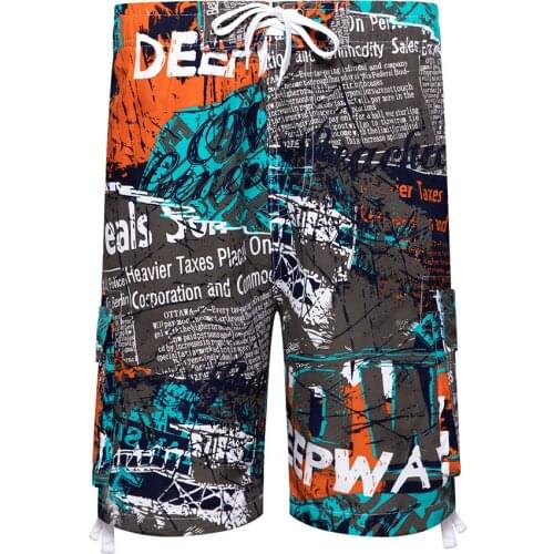 Mens Beach Pants Draw String English Letters Printing Speed Dry Breathable Three Color