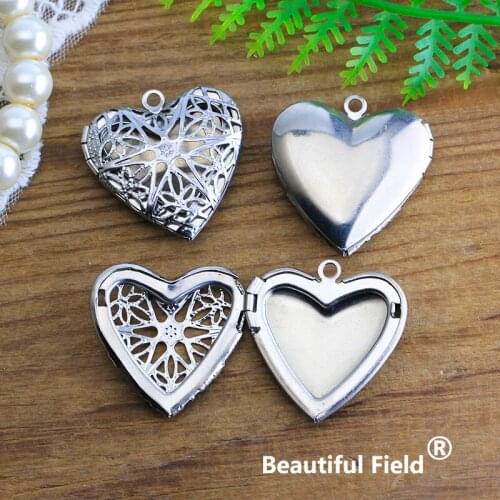 Stainless Steel 4pcs 39x26mm Photo Loclet Box Setting Plated Base Heart Fragrance