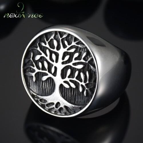 Nextvance Casting Tree Of Life Signet Ring Stainless Steel Protection Rings For Women Men Gift Religious Jewelry