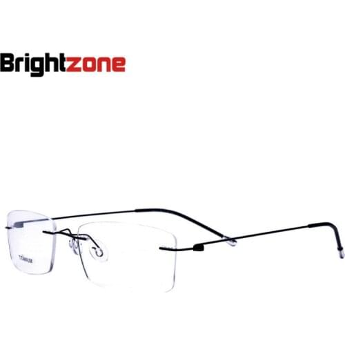 2019 New Fashion Titanium Myopia Rimless Glasses Memory Square Eyeglasses Optical Frame Eyewear Men Women Brand Brightzone