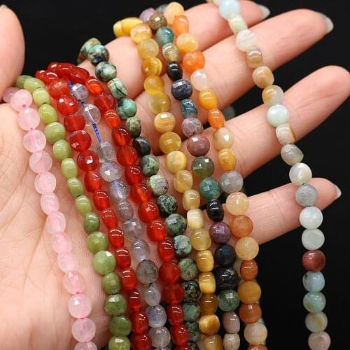 2021 New Style Natural Stone Beads Flat Round Section Loose Bead For Jewelry Making DIY Necklace Bracelet Earrings Accessory