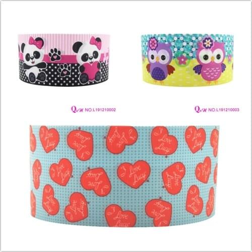 New Arrival Ribbon 50Yards 16mm-75mm Valentines Day Love Panda Owl Grosgrain/FOE Ribbons for DIY Bow Craft Wedding Decoration