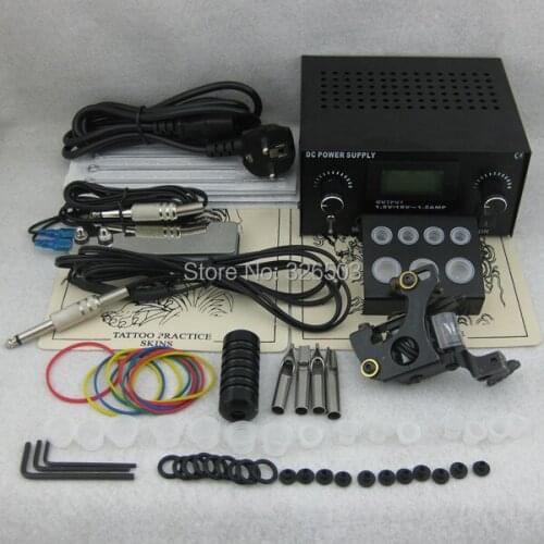 One Tattoo Machine LCD Dual Power Needles Tips Beginner Kit Set For Permanent Makeup Tattoo Equipment Supplies