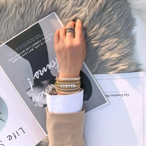 ORNAPEADIA 2021 Bohemian Pearl Bracelet for Women Ethnic Style Hand-woven Bracelet Wholesale Accessories for Women