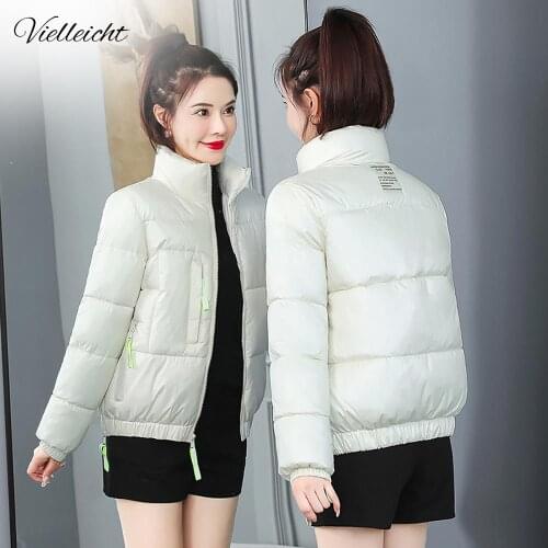 Vielleicht Autumn Winter Jacket For Women 2021 Fashion Stand Collar Coat Female Jackets Winter Lady Short Parkas Warm Outwear