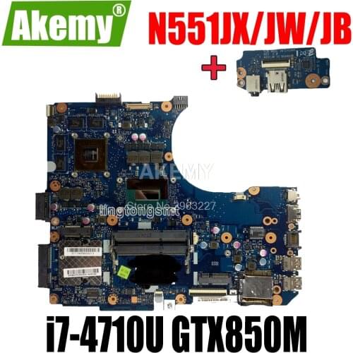 Send board +For Asus N551JX N551JW N551JB Mainboard with Processor i7-4710H cpu DDR3 GeForce GTX850M motherboard 100% tested