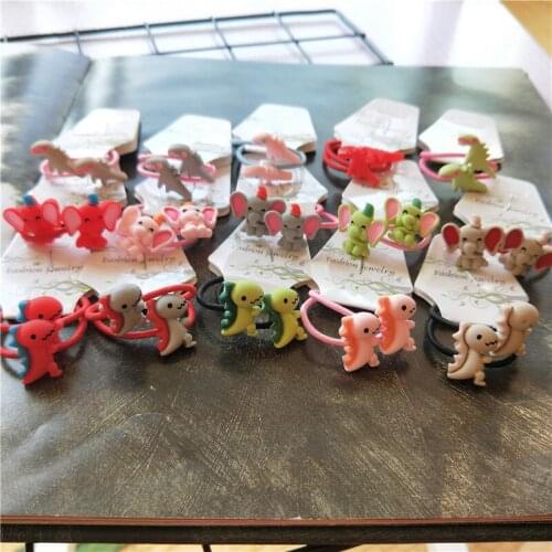 2PCS New Cartoon Elephant Princess Headwear Cute Kids Elastic Hair Bands Children Ropes Girls Accessories Baby Headdress