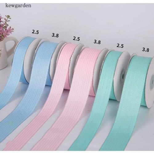 Sliver Line Stripe Grosgrain Ribbons 25mm 38mm 1" 1.5" Handmade Tape DIY Hair Bowknot Satin Packing Webbing Wholesale 25 Yards
