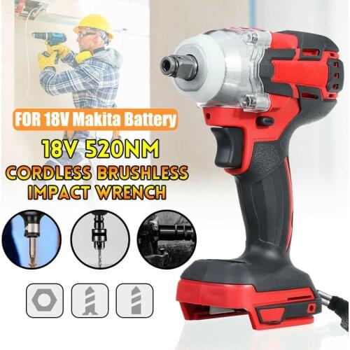 Dreamburgh 18V Electric Impact Wrench 520Nm Torque Drill 1/2" Brushless Cordless Electric Wrench Torque Drill Hand Power Tools