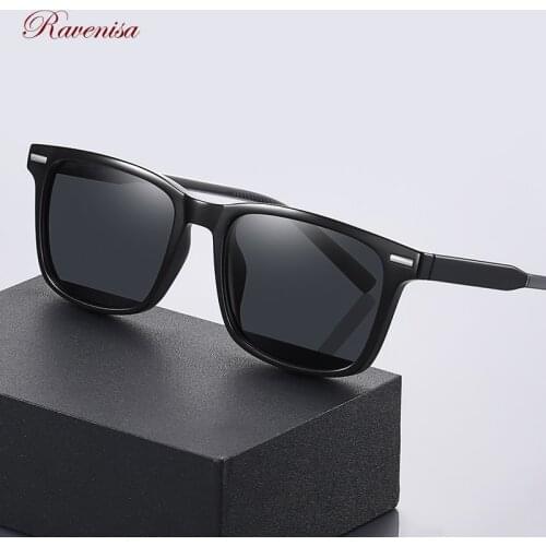 Ravenisa Vintage Mens Polarized Sunglasses 2021 Brand Oculos Black Square TR90 Sun Glasses For Male Driving Goggle