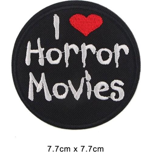 I Love Horror Movies Clothing Iron On Patch Of Stickers, Biker Vest Punk DIY Clothing Fabric Accessories