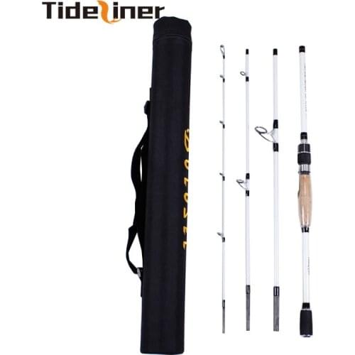 Tideliner spinning casting fishing rod 2.1m 2.4m 2.7m carbon fiber 4 sections lure saltwater fishing rod with tube 12-25 lbs