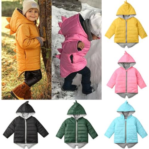 UK Winter Parkas Toddlers Girl Boy Dinosaur Cotton-padded Jacket Winter Coat Outwear Clothes