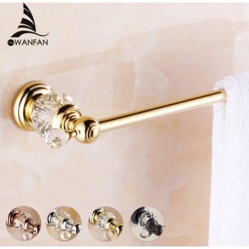 Towel Bars Brass Crystal Golden Wall mounted Single Towel Bar Holder Luxury Towel Rack Bar restroom Bathroom Accessories HK-21