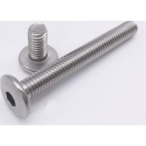 Wkooa M5 M6 M8 Screws Stainless Steel Furniture Connector Bolts Flat Head Hex Socket For Barrel Nut Pack 50