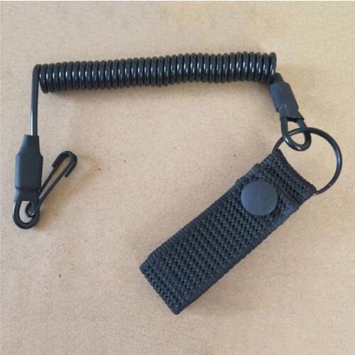 Military Spring Safety Strap Tactical Anti-lost Elastic Lanyard Rope Gun Rope For Key Ring Chain Flashlight Hunting Accessories
