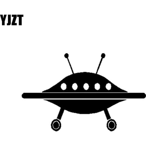 YJZT 13.6CM*8.6CM UFO Spaceship Car Sticker Vinyl Decals Black/Silver C3-0486