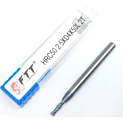 1PCS HRC50 2.5XD4X50L 2Flute Alloy Carbide Tungsten Steel Milling Cutter Endmills Milling Tools End Mill Solid Carbide Endmill