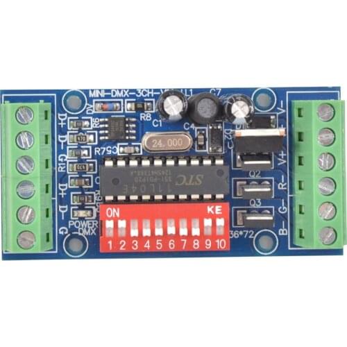 20pcs mini 3CH dmx LED Controller,RGB dmx512 decoder,3 channel 1 group,for LED strip light,module,DC5V-24 MINI-DMX-3CH-V1