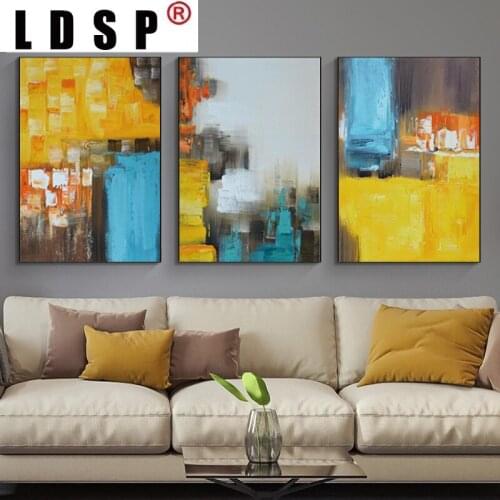 LDSP Yellow Blue Abstract Poster Colorful Stock Prints Canvas Painting Wall Art Posters Pictures Living Room Home Decor