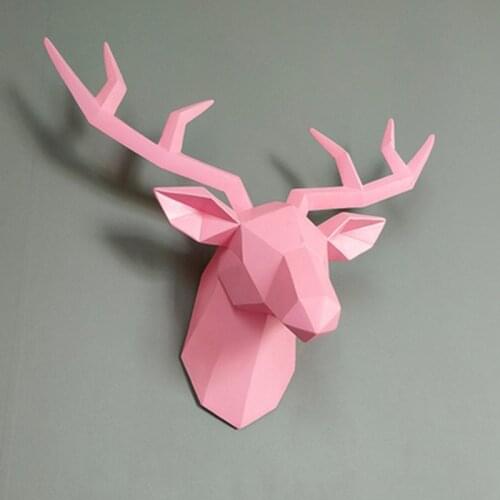 HOME DECORATION ACCESSORIES 50X20X49CM VINTAGE ANTELOPE HEAD ABSTRACT SCULPTURE ROOM WALL DECOR RESIN DEER HEAD STATUES A553