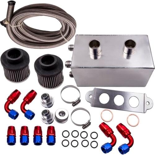 Aluminum Oil Catch Can Breather with Hose Kit 4 Port 10AN For honda Acura S2000 CRX K20