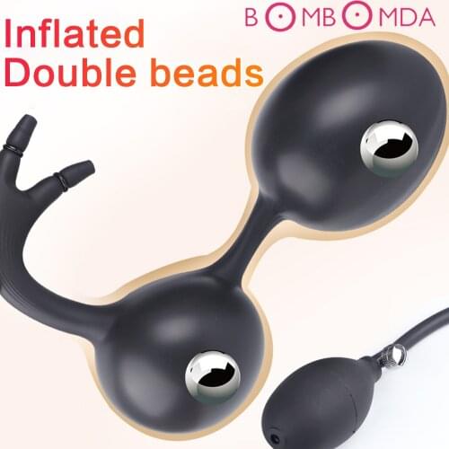 Built-in Steel Rolling Ball Inflatable Anal Plug Pump Sex Toys For Women Vaginal Anus Dilator Butt Plug Prostate Massager Men