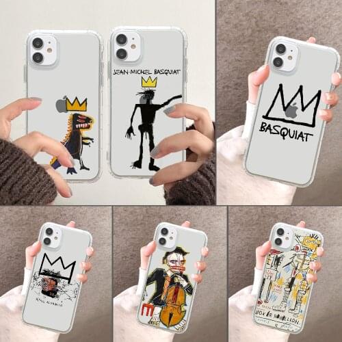 Art Jean Michel Basquiat Phone Case For iphone 5 5s se 2 6 6s 7 8 12 mini plus X XS XR 11 PRO MAX transparent fashion funda art