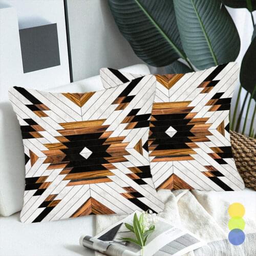 2020 New Retro Geometric Back Cushion Decorative Cover White Vintage Single Side Polyester Summer Pillowcase for Sofa Chair Car