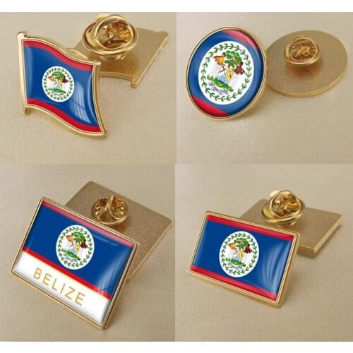 Coat of Arms of Belize Belizeans Map Flag National Emblem National Flower Brooch Badges Lapel Pins
