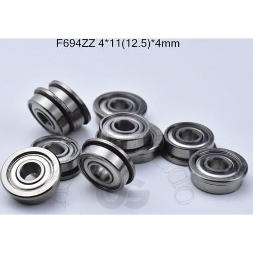 F694ZZ 4*11(12.5)*4mm 10pieces 694 Flange bearing Metal sealed free shipping ABEC-5 chrome steel miniature bearings hardware