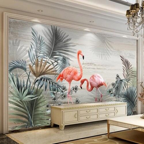 Photo Wallpaper 3D Hand-painted Nordic Plants Leaves Flowers And Birds Murals Living Room TV Sofa Background Wall Decor Frescoes