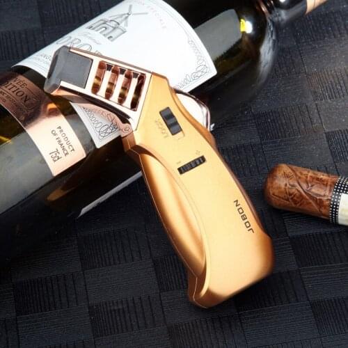 Jobon New Portable Direct Blue Flame Butane Gas Lighter Windproof Powerful Piezo Ignition Cigar Kitchen Accessories Smoking Tool