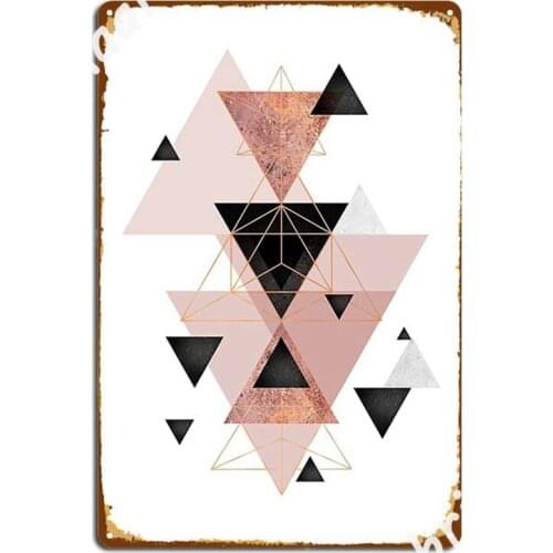 Geometric Triangles In Blush And Rose Gold Metal Signs Wall Mural Mural Vintage Plaques Metal Posters