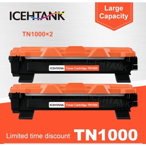 ICHTANK 2 PCS TN1000 toner cartridge compatible for Brother TN1030 TN1050 TN1060 TN1070 HL-1110 1210 MFC-1810 DCP-1510 1610W