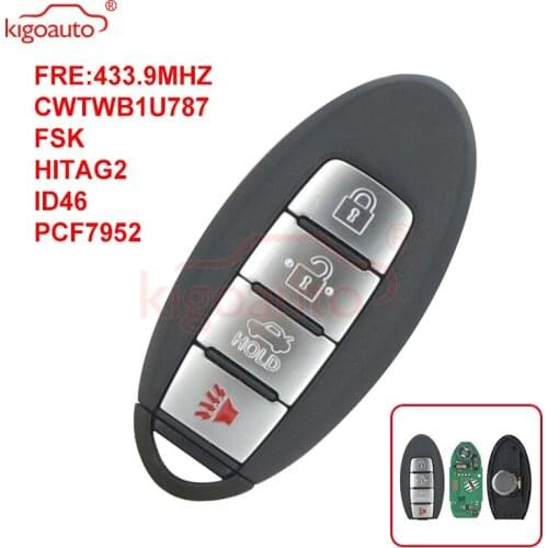 KIGOAUTO smart car key 4 button 433.9MHZ FSK HITAG-2 ID46 PCF7952 for Nissan Sentra car remote key 2013 2014 2015 CWTWB1U787