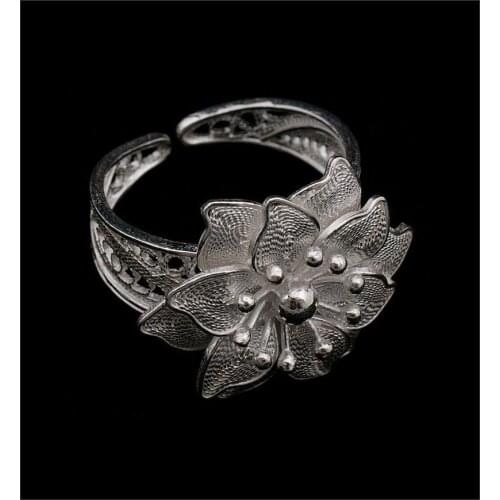 925 Sterling Silver Filigree Ring Inlaid Mardin Assyrian Turkish Special Hoop Adjustable Finger Width Collet Women Jewelry