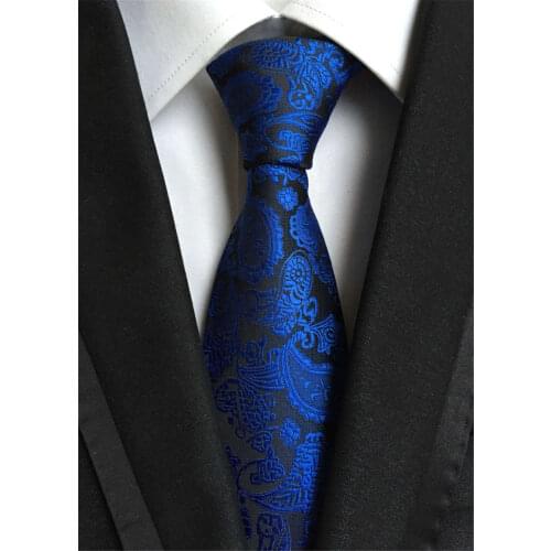 8cm Mens Ties Royal Blue Luxury Paisley Necktie