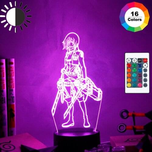 Attack on Titan 3d Night Light Mikasa Ackerman Figure Girl Nightlight for Dorm Room Decor Light Led Usb Battery Lamp Event Prize