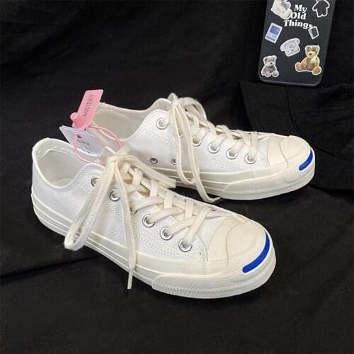 YSHUNIJ 2021 New Casual Shoes Men Open Smile Canvas Shoes Students Male and Female Couples Korean Version of The Board Shoes