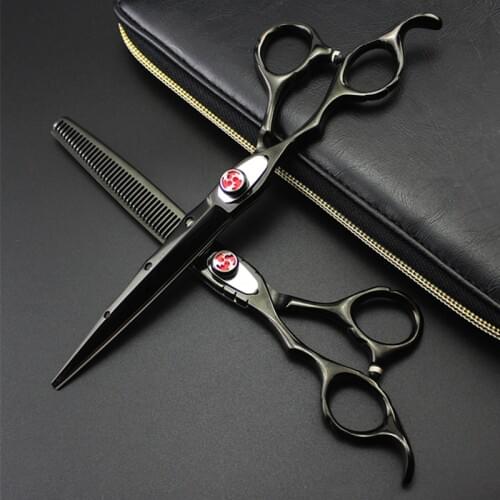 Professional japan steel Left handed 7 inch Laser wire hair scissors cutting barber makas thinning shears hairdressing scissors